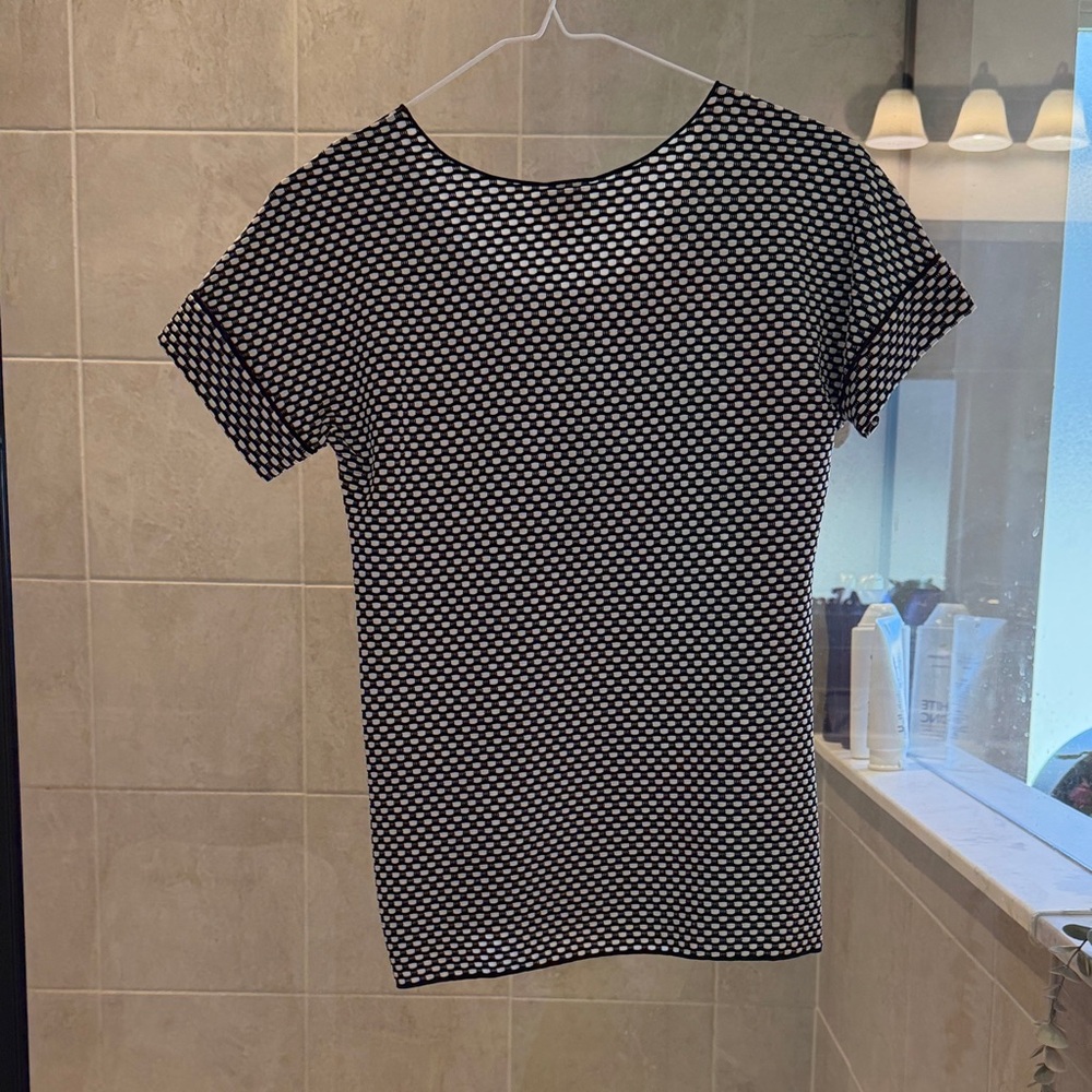 Armani Collezioni Black and White Short Sleeve Top - Picture 3 of 3